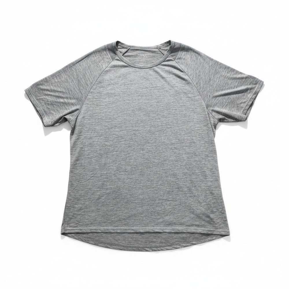 Athletex Womens 1X Gray Heather Mesh Yoke Crewneck Tee Athleisure Casual Shirt